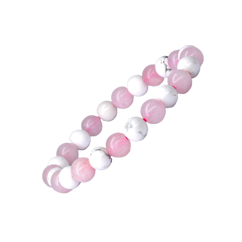 Rose Quartz & Howlite Bracelet | Love, Peace & Emotional Harmony 🌸 - BrahmatellsStore