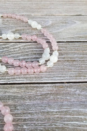 Rose Quartz & Selenite Healing Mala Necklace - 108 Beads of Harmony | Brahmatells - BrahmatellsStore