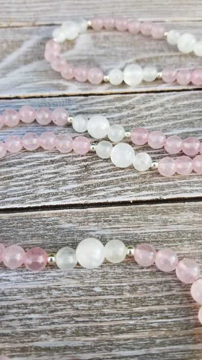Rose Quartz & Selenite Healing Mala Necklace - 108 Beads of Harmony | Brahmatells - BrahmatellsStore