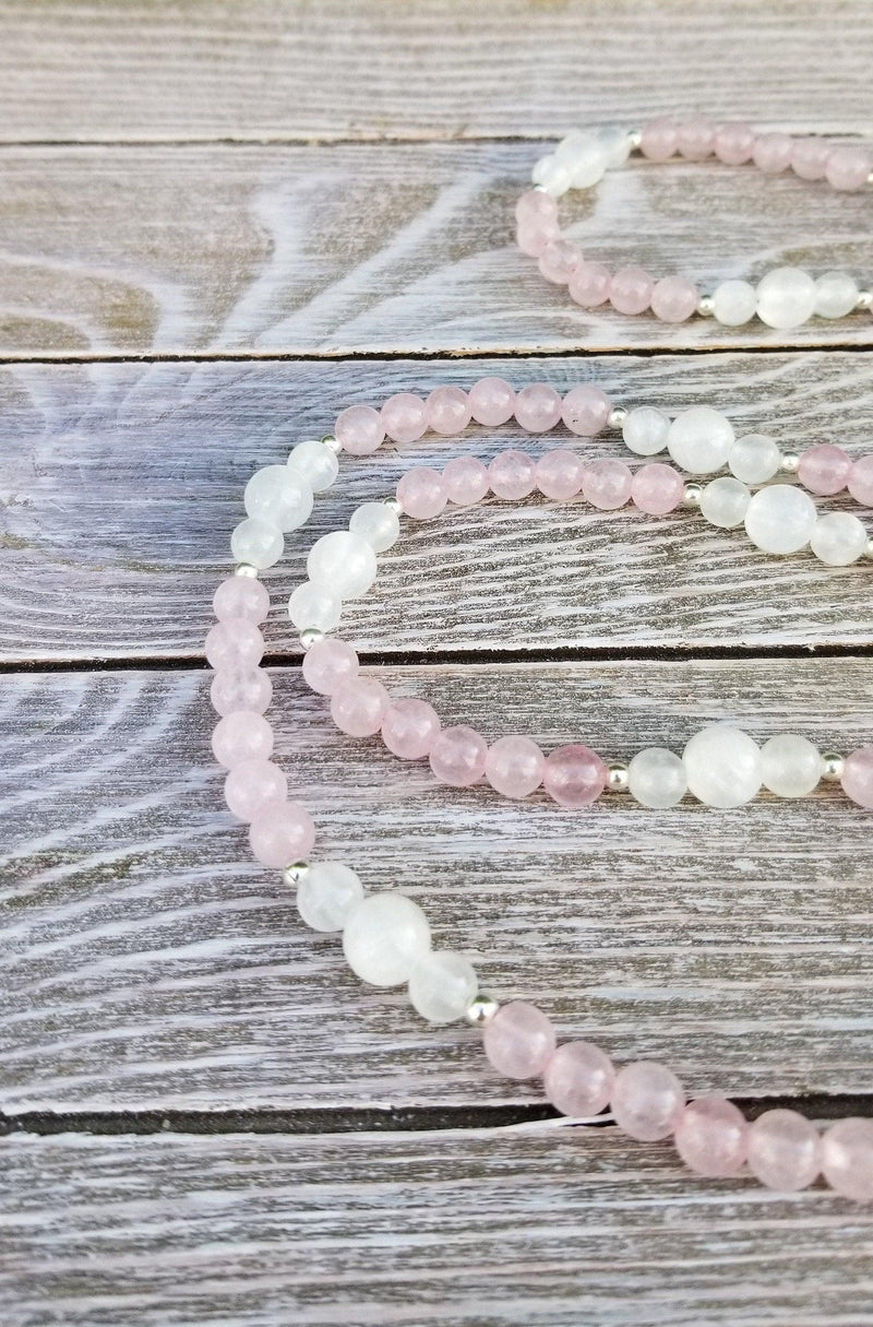 Rose Quartz & Selenite Healing Mala Necklace - 108 Beads of Harmony | Brahmatells - BrahmatellsStore