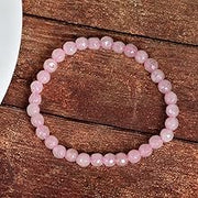 Rose Quartz Diamond Cut Bracelet - 8mm Beads for Reiki Healing - BrahmatellsStore