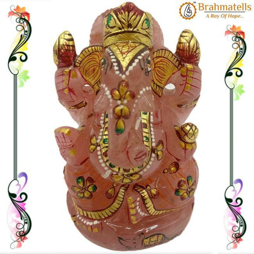 Rose Quartz Ganesha Idol: Embrace Love & Prosperity | Brahmatells - BrahmatellsStore