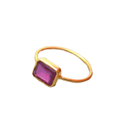 Ruby Manak Baguette-Rectangle Wine-Red Ring | Brahmatells - BrahmatellsStore