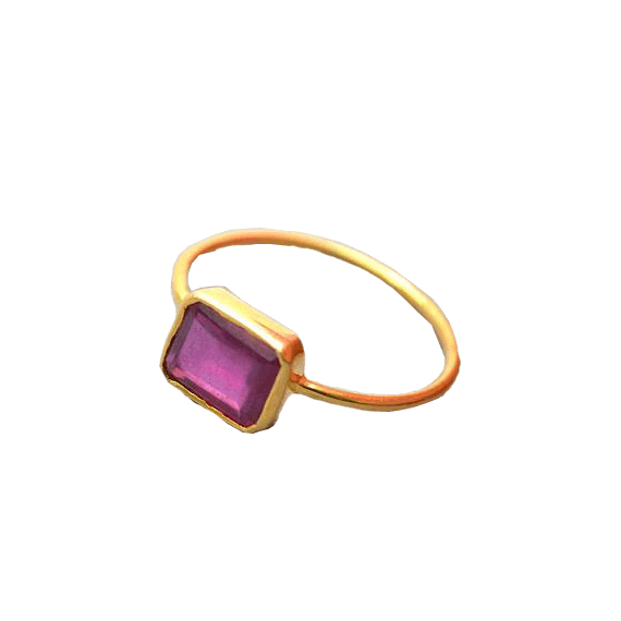 Ruby Manak Baguette-Rectangle Wine-Red Ring | Brahmatells - BrahmatellsStore