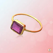 Ruby Manak Baguette-Rectangle Wine-Red Ring | Brahmatells - BrahmatellsStore