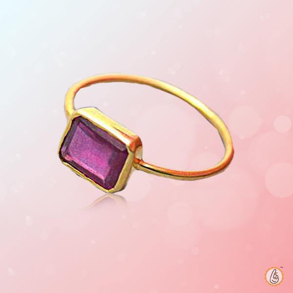 Ruby Manak Baguette-Rectangle Wine-Red Ring | Brahmatells - BrahmatellsStore