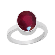 Ruby Manak Oval Berry-Red Silver Ring | Brahmatells Astro Collection - BrahmatellsStore