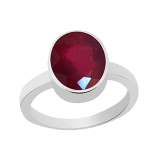 Ruby Manak Oval Berry-Red Silver Ring | Brahmatells Astro Collection - BrahmatellsStore