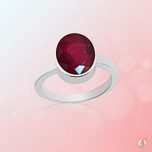 Ruby Manak Oval Berry-Red Silver Ring | Brahmatells Astro Collection - BrahmatellsStore