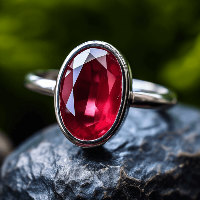 Ruby Manak Oval Berry-Red Silver Ring | Brahmatells Astro Collection - BrahmatellsStore