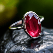 Ruby Manak Oval Berry-Red Silver Ring | Brahmatells Astro Collection - BrahmatellsStore