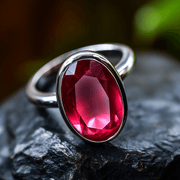 Ruby Manak Oval Berry-Red Silver Ring | Brahmatells Astro Collection - BrahmatellsStore