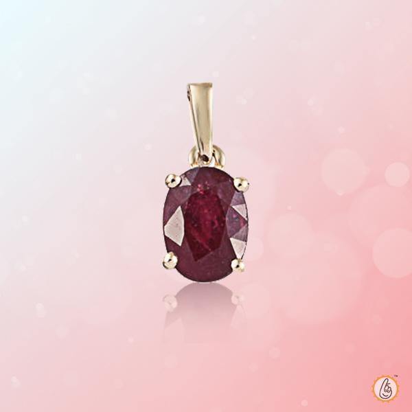 Ruby Manak Wine-Red Oval Pendant - Radiate with Sun's Energy | Brahmatells - BrahmatellsStore