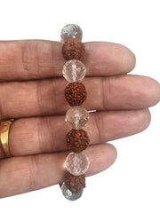 Rudraksh & Sphatik Bracelet - 8mm Diamond Cut Beads for Men & Women - BrahmatellsStore
