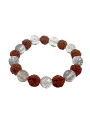 Rudraksh & Sphatik Bracelet - 8mm Diamond Cut Beads for Men & Women - BrahmatellsStore