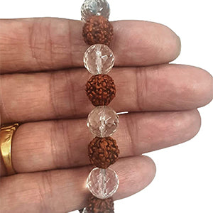 Rudraksh & Sphatik Bracelet - 8mm Diamond Cut Beads for Men & Women - BrahmatellsStore