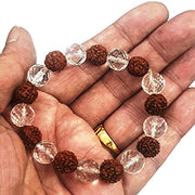 Rudraksh & Sphatik Bracelet - 8mm Diamond Cut Beads for Men & Women - BrahmatellsStore