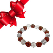 Rudraksh & Sphatik Bracelet - 8mm Diamond Cut Beads for Men & Women - BrahmatellsStore