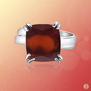 Saturn-Inspired Gomed Cushion Dark Brown Ring | Brahmatells Astro Collection - BrahmatellsStore