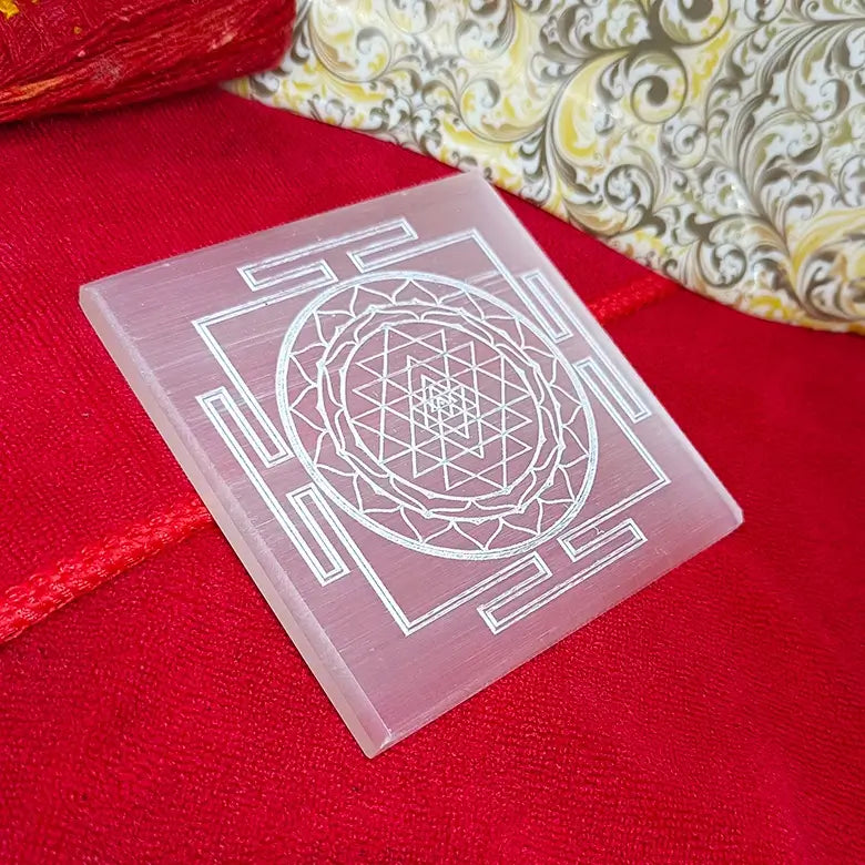 Brahmatells Selenite Shree Yantra Charging Plate.