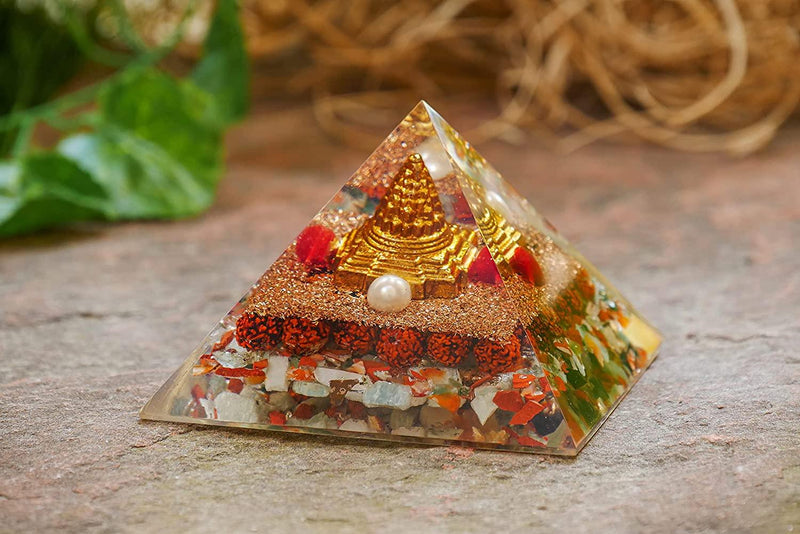 Shree Shri Yantra Pyramid for Wealth and Prosperity, Healing Removing Negativity Positive Energy Vaastu and Feng Shui Stone - BrahmatellsStore