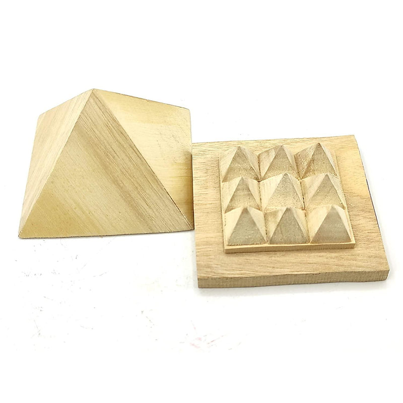 Shriparni Sriparni Wooden Pyramid 3" with Base Vastu Pyramid Plate for Home & Office Temple (Multiple Vastu Uses) - BrahmatellsStore
