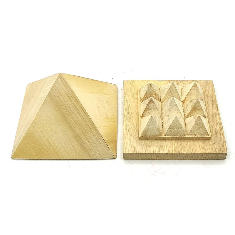 Shriparni Sriparni Wooden Pyramid 3" with Base Vastu Pyramid Plate for Home & Office Temple (Multiple Vastu Uses) - BrahmatellsStore