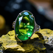 Silver Emerald Oval-Yellowish-Green Ring - Panna | Brahmatells Astro Collection - BrahmatellsStore