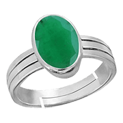 Silver Emerald Oval-Yellowish-Green Ring - Panna | Brahmatells Astro Collection - BrahmatellsStore