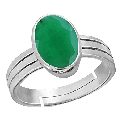 Silver Emerald Oval-Yellowish-Green Ring - Panna | Brahmatells Astro Collection - BrahmatellsStore