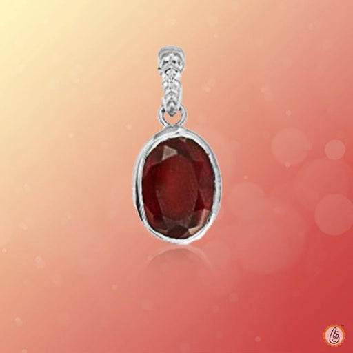 Silver Hessonite Gomed Oval Pendant - Embrace Saturn's Wisdom | Brahmatells - BrahmatellsStore