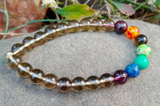 Smoky Quartz Seven Chakra Bracelet - Grounding & Balance | Brahmatells - BrahmatellsStore