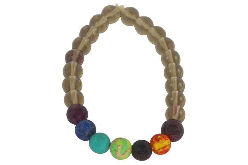 Smoky Quartz Seven Chakra Bracelet - Grounding & Balance | Brahmatells - BrahmatellsStore