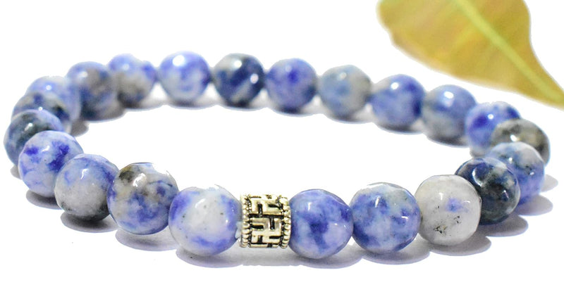 Sodalite Chakra Healing Bracelet - 8mm Faceted Diamond Cut Beads - BrahmatellsStore