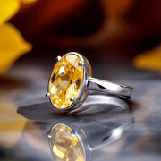 Soft-Oval Honey-Yellow Sapphire Ring - Jupiter's Harmony | Brahmatells - BrahmatellsStore