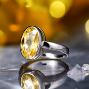 Soft-Oval Honey-Yellow Sapphire Ring - Jupiter's Harmony | Brahmatells - BrahmatellsStore