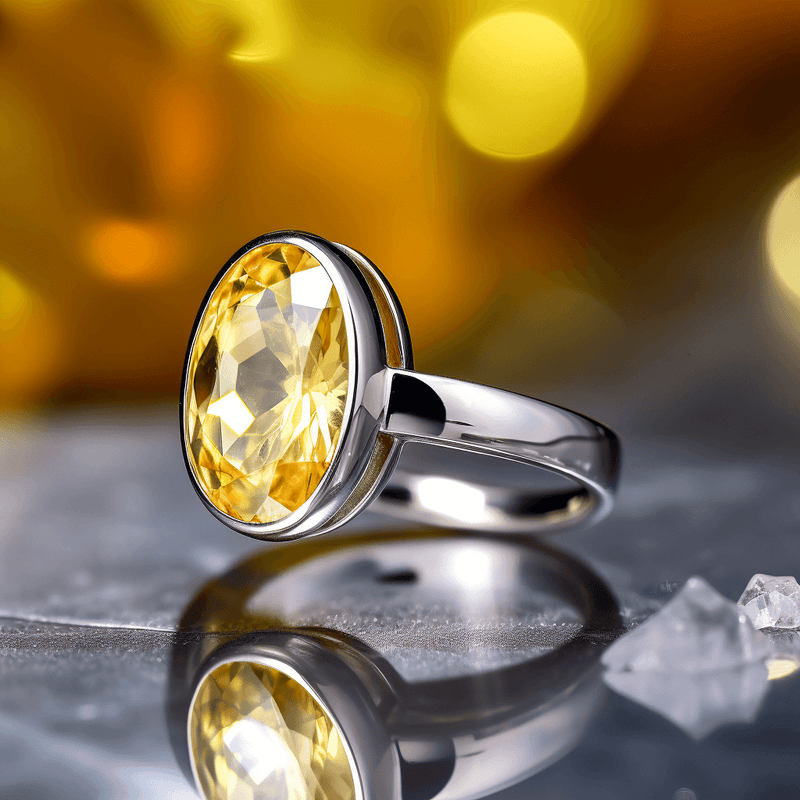 Soft-Oval Honey-Yellow Sapphire Ring - Jupiter's Harmony | Brahmatells - BrahmatellsStore