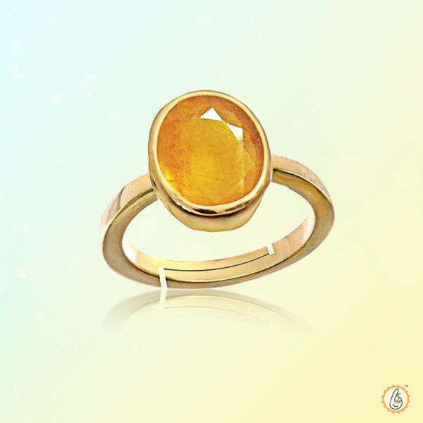 Soft-Oval Honey-Yellow Sapphire Ring - Jupiter's Harmony | Brahmatells - BrahmatellsStore