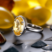 Soft-Oval Honey-Yellow Sapphire Ring - Jupiter's Harmony | Brahmatells - BrahmatellsStore