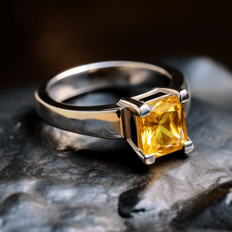 Square Yellow Sapphire Ring - Jupiter's Harmony | Brahmatells - BrahmatellsStore