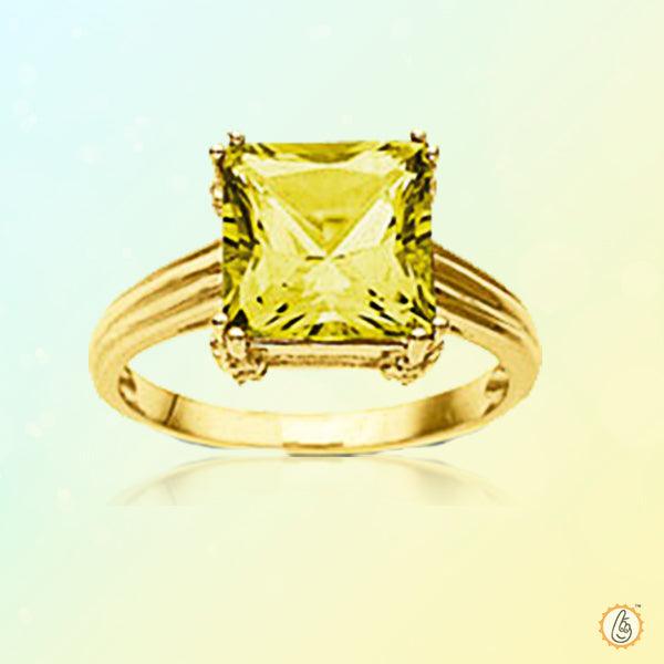 Square Yellow Sapphire Ring - Jupiter's Harmony | Brahmatells - BrahmatellsStore