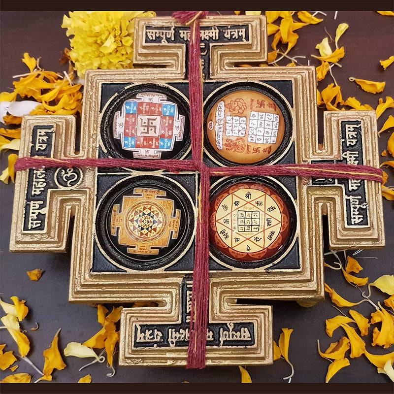 Sri Sampurna Mahalakshmi Puja Yantra Brass Chowki || Diwali Laxmi Pujan ,Pooja Mandir Vastu Yantram - BrahmatellsStore