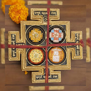 Sri Sampurna Mahalakshmi Puja Yantra Brass Chowki || Diwali Laxmi Pujan ,Pooja Mandir Vastu Yantram - BrahmatellsStore
