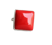 Stellar Luxe Cherry-Red Coral Ring in Sterling Silver - Brahmatells Celestial Gem Collection - BrahmatellsStore