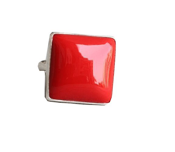 Stellar Luxe Cherry-Red Coral Ring in Sterling Silver - Brahmatells Celestial Gem Collection - BrahmatellsStore