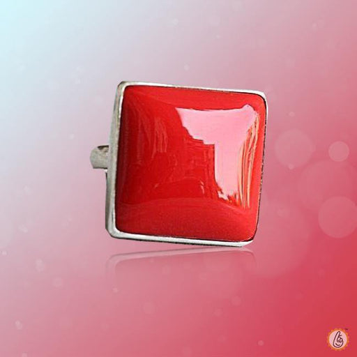 Stellar Luxe Cherry-Red Coral Ring in Sterling Silver - Brahmatells Celestial Gem Collection - BrahmatellsStore