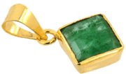 Stunning Square Emerald Pendant - Dark Yellowish-Green Panna | Brahmatells - BrahmatellsStore