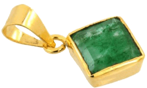 Stunning Square Emerald Pendant - Dark Yellowish-Green Panna | Brahmatells - BrahmatellsStore