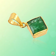 Stunning Square Emerald Pendant - Dark Yellowish-Green Panna | Brahmatells - BrahmatellsStore