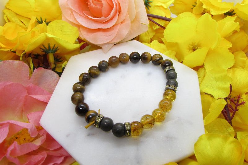 Success bracelet: Citrine, Pyrite and Tiger Eye - BrahmatellsStore